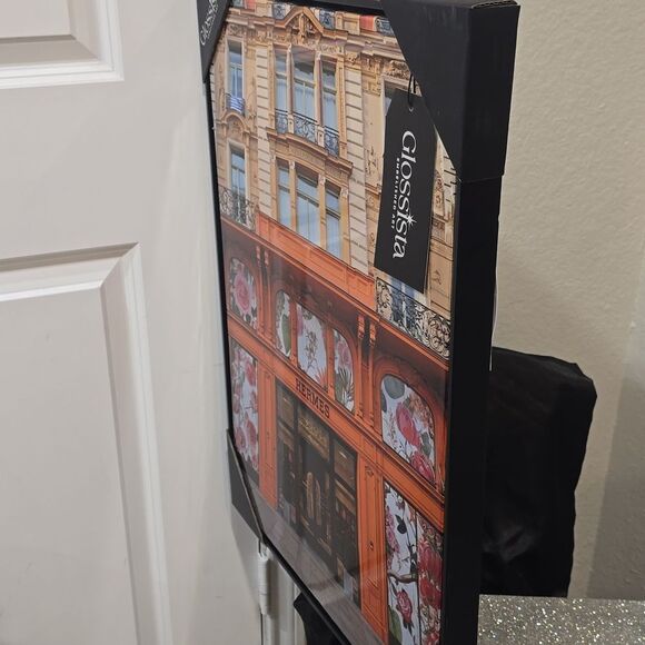 Glossita Embelished Art Hermes Floral Storefront Vinyl Canvas Framed Wall Decor